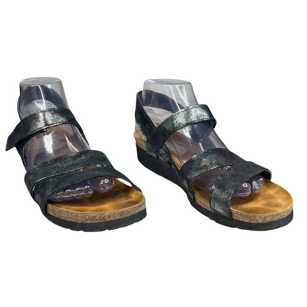 NAOT Women’s Kayla Metallic Grey Slingback Sandal Size 41 US 10/10.5